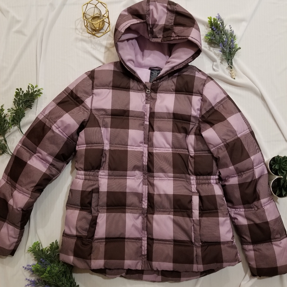 Mauve Plaid Puffer Jacket